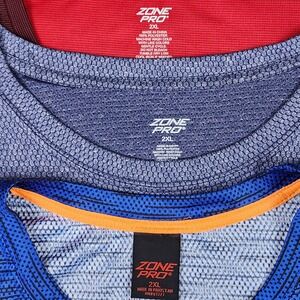 Mens 2XL Athletic T Shirts Short Sleeve Red Blue Gray Zone Pro Bundle of 3